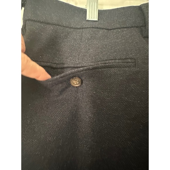 J Crew Bedford Men's Size 34x32 Wool Blend Dress Pants Navy Blue Herringbone - Picture 6 of 12